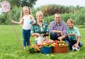 Family of four resting at countryside Royalty Free Stock Photo