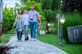 Family of four walking together Royalty Free Stock Photo