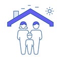 Family in Front of House Icon. Family Home, Happy Living. The family in front of the house icon celebrates the joys of family life Royalty Free Stock Photo