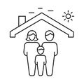 Family in Front of House Icon. Family Home, Happy Living. The family in front of the house icon celebrates the joys of family life Royalty Free Stock Photo