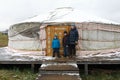 Family in front of Yakut yurt
