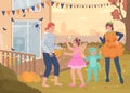 Family fun at backyard flat color vector illustration Royalty Free Stock Photo