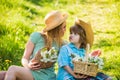 Family fun. Son with mum in spring. Family connection and motherhood. upbringing. Portrait mom and little son outdoor