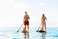 Family Fun, Stand Up Paddling Royalty Free Stock Photo