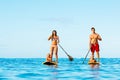 Family Fun, Stand Up Paddling Royalty Free Stock Photo