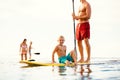 Family Fun, Stand Up Paddling Royalty Free Stock Photo