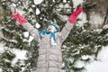 Family fun,winter kids activity in snowy mittens