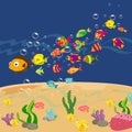 Family of funny fish under the sea