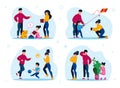 Family Games and Activities Vector Concepts Set Royalty Free Stock Photo