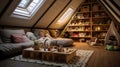 Family games and coziness on the attic. In the style of hygge