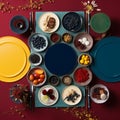 Family gathered around a traditional Korean table setting for the New Year& x27;s feast