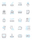 Family gathering linear icons set. Reunion, Celebration, Barbecue, Potluck, Gathering, Picnic, Dinner line vector and