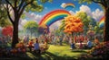 A family gathering in a park, where balloons in every shade of t Royalty Free Stock Photo