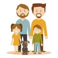 A family of 2 gay men adopting children. Royalty Free Stock Photo