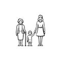 Family generation hand drawn sketch icon.