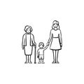 Family generation hand drawn sketch icon.