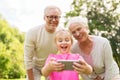 Senior grandparents and granddaughter selfie Royalty Free Stock Photo