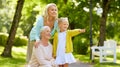 Happy mother, daughter and grandmother at park Royalty Free Stock Photo