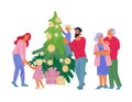 Family generations - parents, grandparents and children celebrating Christmas together Royalty Free Stock Photo