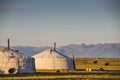 Family gers in a landscape of norther Mongolia