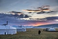 Family gers in a landscape of norther Mongolia