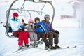 Family Getting Off Chair Lift On Holiday
