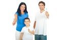 Family giving toothbrushes Royalty Free Stock Photo