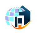 Family globe Home house with care icon logo illustrations. Future, emotion.