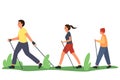 The family goes Nordic walking Royalty Free Stock Photo