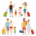 Family goes at summer vacations. Happy family travelling