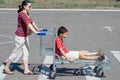 Family going for a weekend shopping Royalty Free Stock Photo