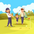 Family Golf Lesson on Green Courde at Summer Time Royalty Free Stock Photo
