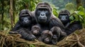 family of gorillas in the jungle Royalty Free Stock Photo