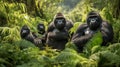 family of gorillas in the jungle Royalty Free Stock Photo