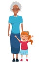 Family grandmother with little grandaughter cartoon Royalty Free Stock Photo