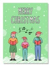 Family Greet with Christmas, Merry Xmas Postcard