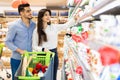 Family Grocery Shopping, Arabic Couple Buying Food In Supermarket Royalty Free Stock Photo