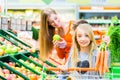 Family grocery shopping in hypermarket Royalty Free Stock Photo