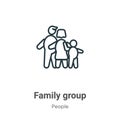 Family group outline vector icon. Thin line black family group icon, flat vector simple element illustration from editable people Royalty Free Stock Photo