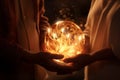 Family Hands Holding Glowing Memory Globes Royalty Free Stock Photo