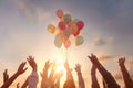 Family Hands Releasing Memorial Balloons Family Royalty Free Stock Photo