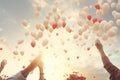 Family Hands Releasing Memorial Balloons Family Royalty Free Stock Photo