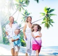 Family Happiness Beach Tropical Paradise Fun Concept