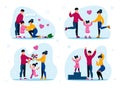 Family Happiness and Relationships Flat Vector Set