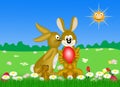 Happy easter rabbit family together in the garden Royalty Free Stock Photo