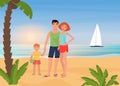 Family happy people enjoy tropical island paradise resort together, sea beach vacation Royalty Free Stock Photo