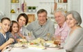 Family having breakfast together Royalty Free Stock Photo