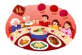 Family having CNY reunion dinner