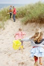 Family having fun on beach vacation Royalty Free Stock Photo