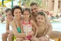 Family having fun near pool Royalty Free Stock Photo